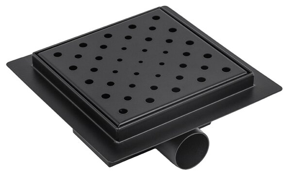BPS-koupelny Štvorcový sprchový odtokový žľab DL06 CIRCLE G7 BL 15x15 cm, čierny