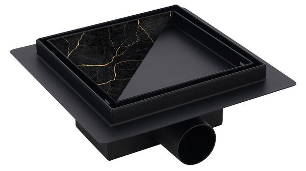 BPS-koupelny Štvorcový sprchový odtokový žľab 2in1 DL06 FIX G1 BL 15x15 cm, čierny
