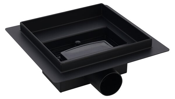 BPS-koupelny Štvorcový sprchový odtokový žľab 2in1 DL06 FIX G1 BL 15x15 cm, čierny