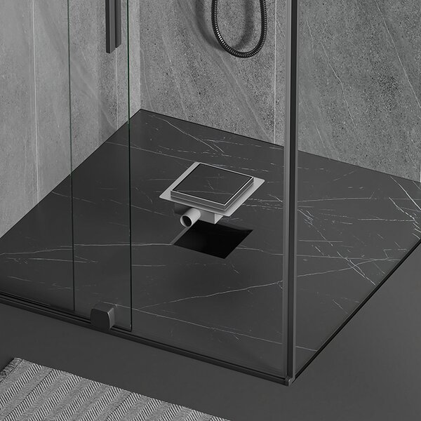 BPS-koupelny Štvorcový sprchový odtokový žľab 2in1 DL06 FIX G1 ST 15x15 cm, satén