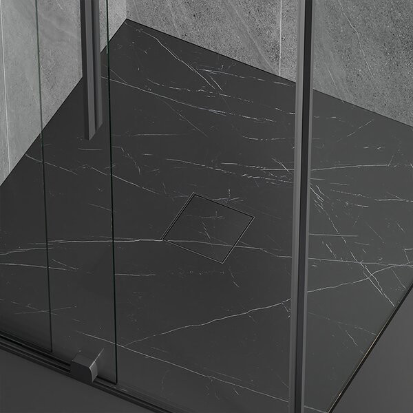 BPS-koupelny Štvorcový sprchový odtokový žľab 2in1 DL06 FIX G1 BL 15x15 cm, čierny