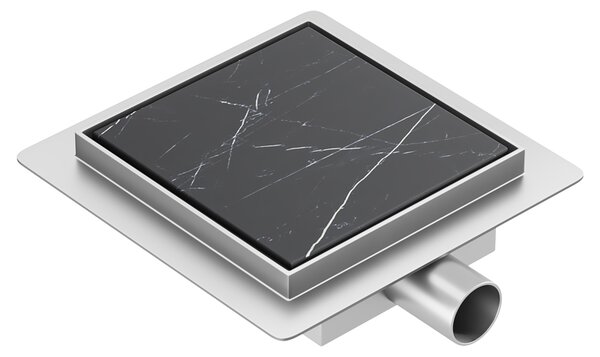 BPS-koupelny Štvorcový sprchový odtokový žľab 2in1 DL06 FIX G1 ST 15x15 cm, satén