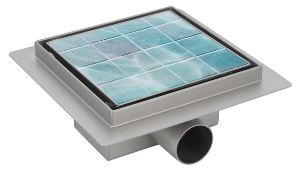 BPS-koupelny Štvorcový sprchový odtokový žľab 2in1 DL06 FIX G1 ST 15x15 cm, satén