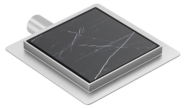BPS-koupelny Štvorcový sprchový odtokový žľab 2in1 DL06 FIX G1 ST 15x15 cm, satén