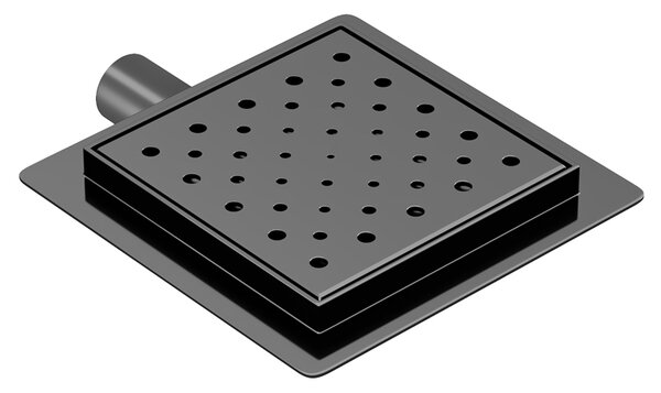 BPS-koupelny Štvorcový sprchový odtokový žľab DL06 CIRCLE G7 BL 15x15 cm, čierny