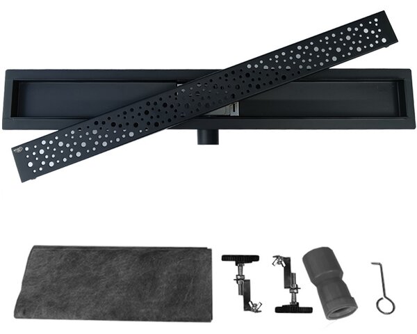 BPS-koupelny Sprchový odtokový žľab DL01 WAVE G5 BL 50 cm, čierny