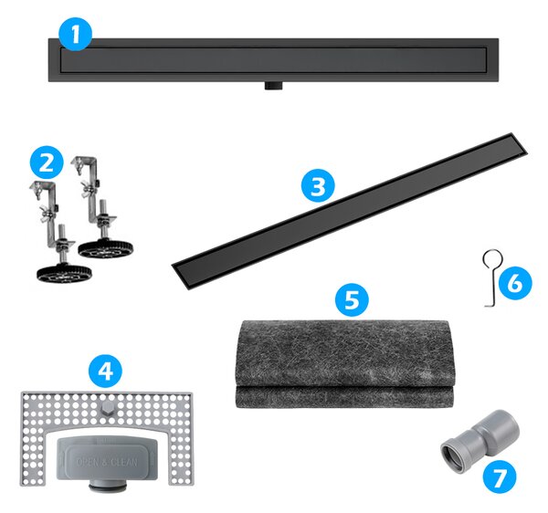 BPS-koupelny Sprchový odtokový žľab 2in1 DL01 FIX G1 BL 50 cm, čierny