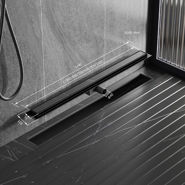 BPS-koupelny Sprchový odtokový žľab 2in1 DL01 FIX G1 BL 50 cm, čierny