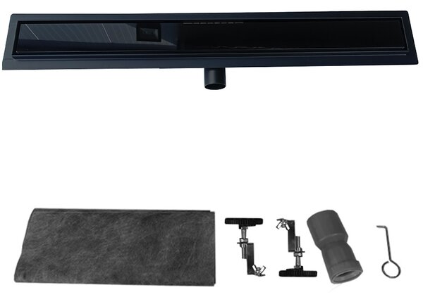 BPS-koupelny Sprchový odtokový žľab 2in1 DL01 GLASS BL 50 cm, čierny