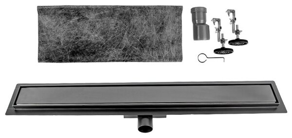 BPS-koupelny Sprchový odtokový žľab 2in1 DL01 GLASS BL 50 cm, čierny
