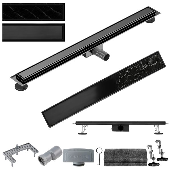 BPS-koupelny Sprchový odtokový žľab 2in1 DL01 FIX G1 BL 50 cm, čierny