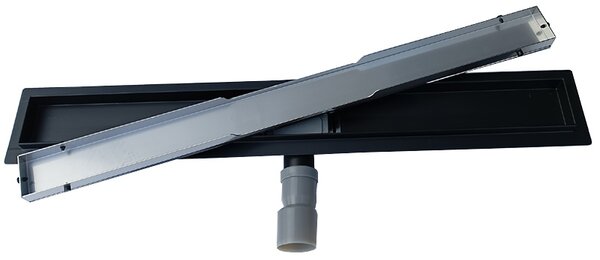 BPS-koupelny Sprchový odtokový žľab 2in1 DL01 GLASS BL 50 cm, čierny