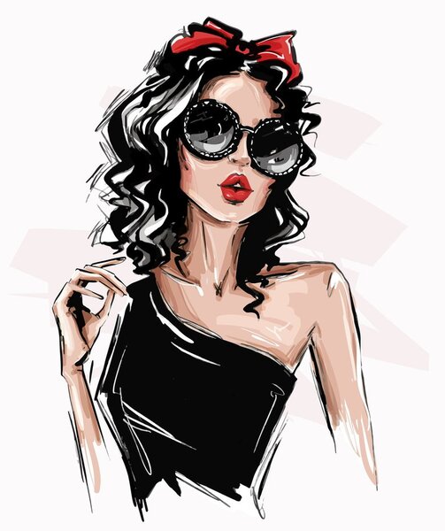 Sklenený obraz - Fashion woman (70x50 cm)