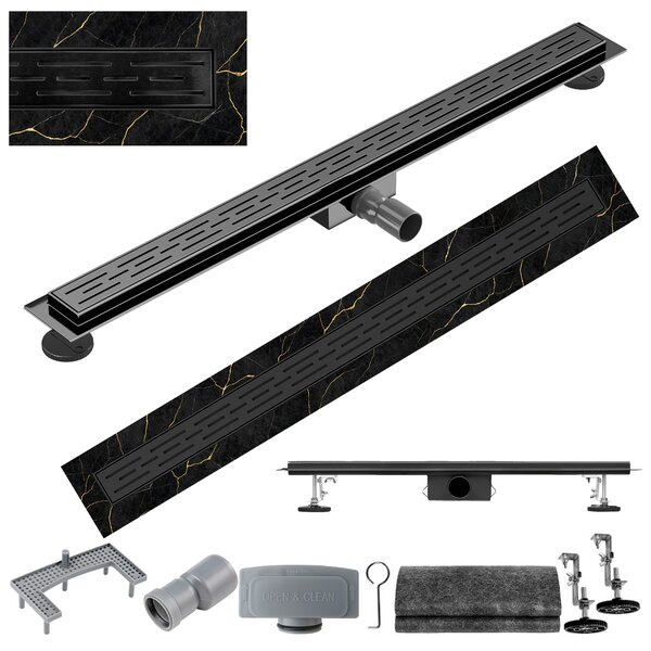 BPS-koupelny Sprchový odtokový žľab DL01 CLASSIC G2 BL 60 cm, čierna