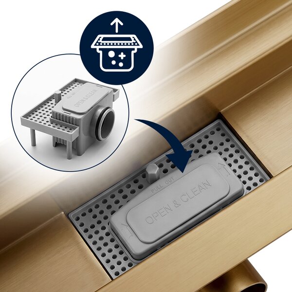 BPS-koupelny Nástenný odtokový žľab 2in1 DL04 MURAL GL 60 cm, zlatý kartáčovaný