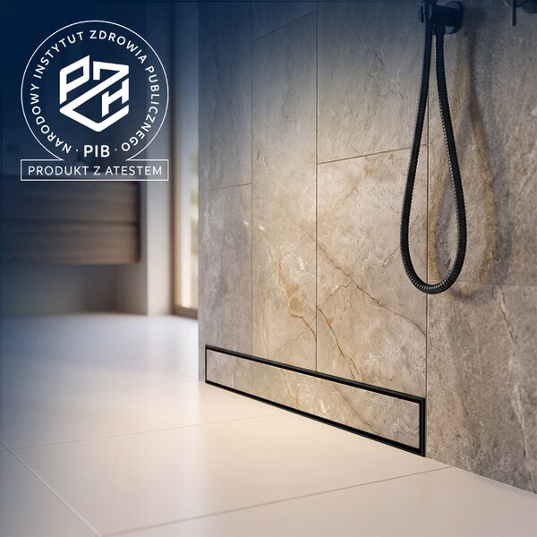 BPS-koupelny Nástenný odtokový žľab 2in1 DL04 MURAL BL 60 cm, čierny