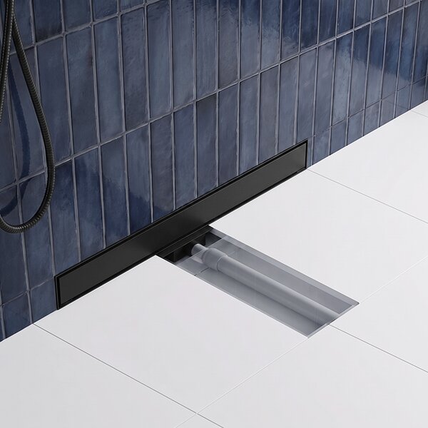 BPS-koupelny Nástenný odtokový žľab 2in1 DL04 MURAL BL 60 cm, čierny