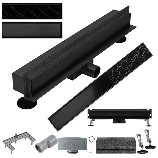 BPS-koupelny Nástenný odtokový žľab 2in1 DL09 WALL BL 60 cm, čierny
