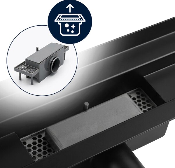 BPS-koupelny Nástenný odtokový žľab 2in1 DL09 WALL BL 60 cm, čierny