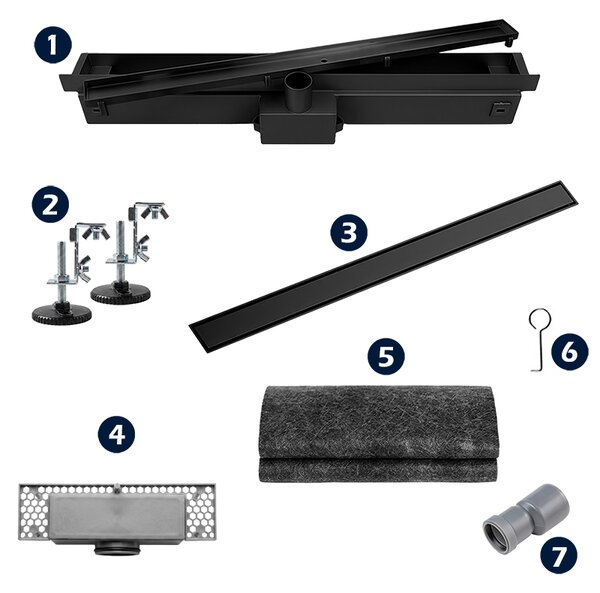 BPS-koupelny Nástenný odtokový žľab 2in1 DL09 WALL BL 60 cm, čierny