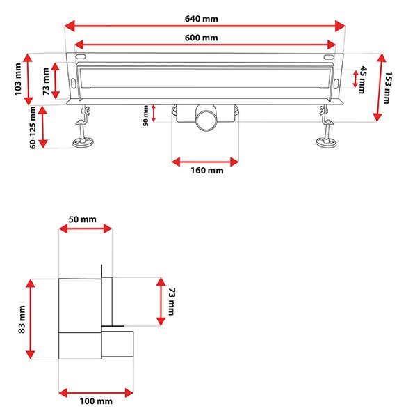 BPS-koupelny Nástenný odtokový žľab 2in1 DL09 WALL BL 60 cm, čierny