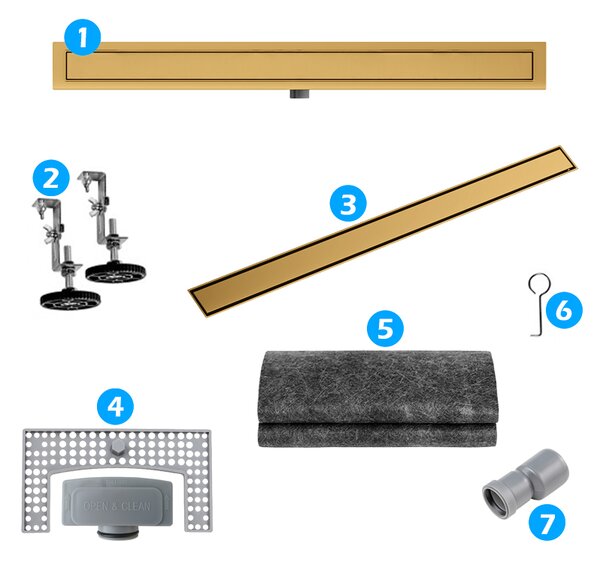 BPS-koupelny Lineárny sprchový odtokový žľab 2v1 DL01 FIX G1 GL 60 cm, zlatý
