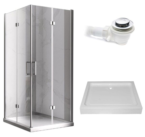 BPS-koupelny Obdĺžnikový sprchovací kút KZ12A 90x80 chróm/transparent + vanička SXL03B WH biela