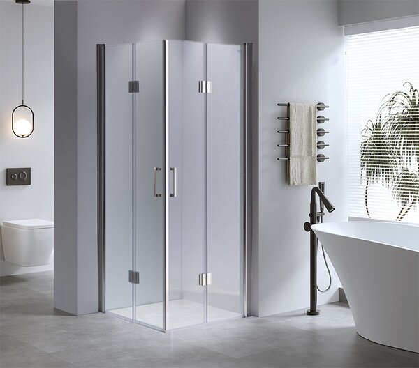 BPS-koupelny Štvorcový sprchovací kút KZ1290B 90x90 chróm/transparent + vanička ST02B BL čierna