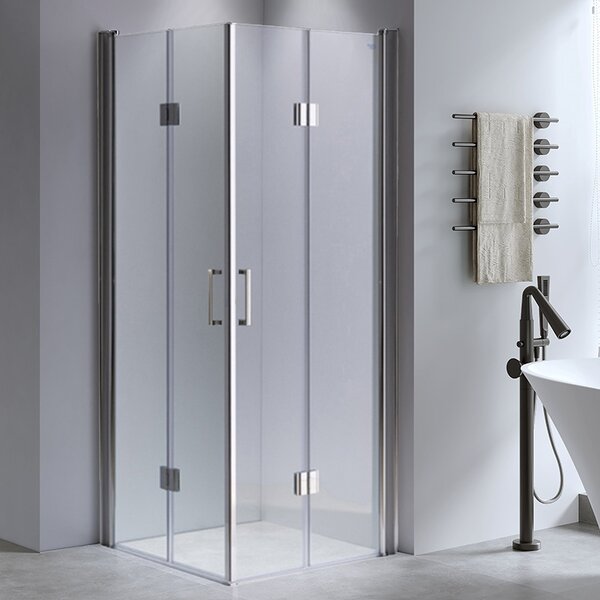 BPS-koupelny Štvorcový sprchovací kút KZ1290B 90x90 chróm/transparent + vanička ST02B BL čierna