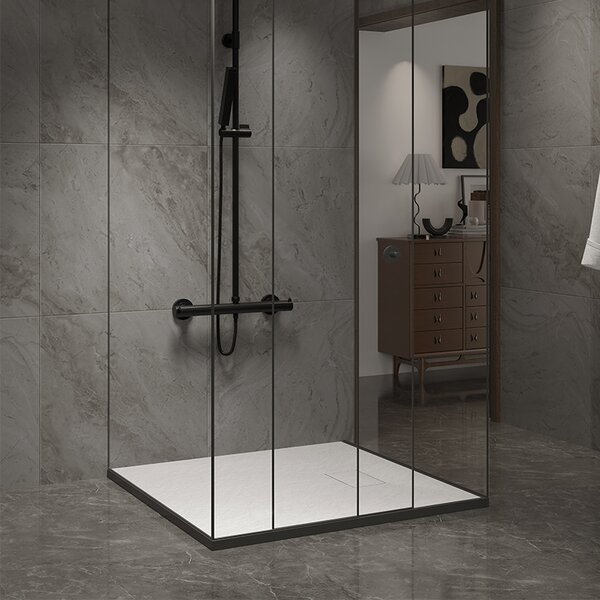 BPS-koupelny Štvorcový sprchový kút BL30B 90x90 čierna/transparent + vanička HYD-SSV-JUKO biela