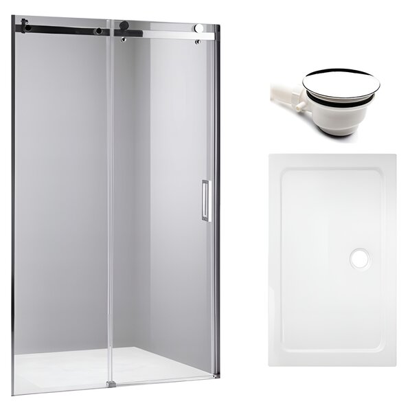BPS-koupelny Posuvné sprchové dvere SH03B 100 chróm/transparent pre inštaláciu do niky + vanička ST03A 100x80 biela