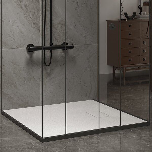 BPS-koupelny Štvorcový sprchový kút BL30B 90x90 čierna/transparent + vanička HYD-SSV-JUKO biela