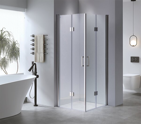 BPS-koupelny Štvorcový sprchovací kút KZ1290B 90x90 chróm/transparent + vanička ST02B BL čierna
