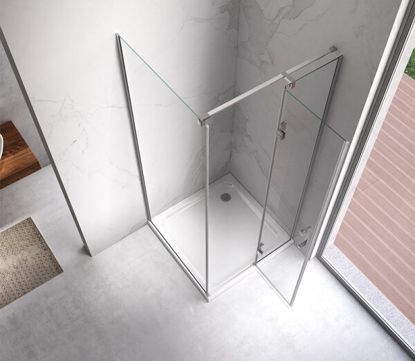 BPS-koupelny Štvorcový sprchovací kút KZ01C 90x90 chróm/transparent + vanička RIKO BL čierna