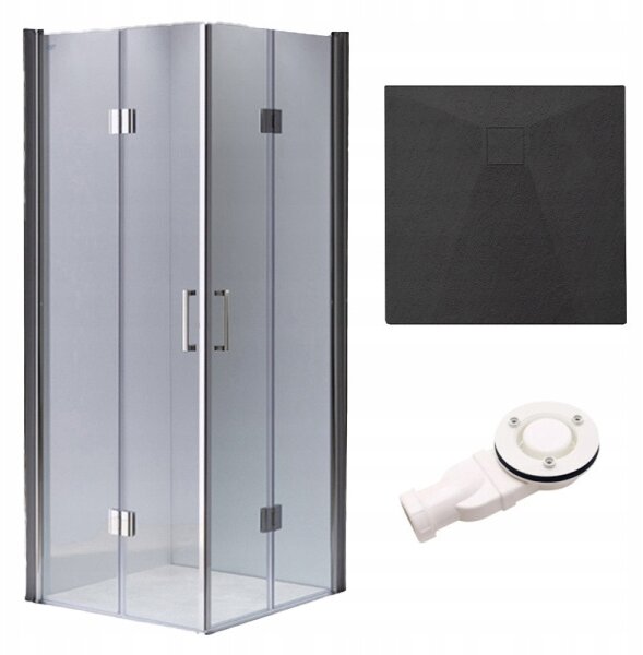 BPS-koupelny Štvorcový sprchový kút KZ1290B 90x90 chróm/transparent + vanička RIKO BL čierna