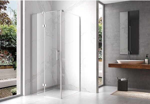 BPS-koupelny Štvorcový sprchový kút KZ01B 80x80 chróm/transparent + vanička ST02A WH biela