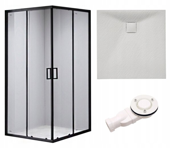 BPS-koupelny Štvorcový sprchový kút BL30B 90x90 čierna/transparent + vanička HYD-SSV-JUKO biela