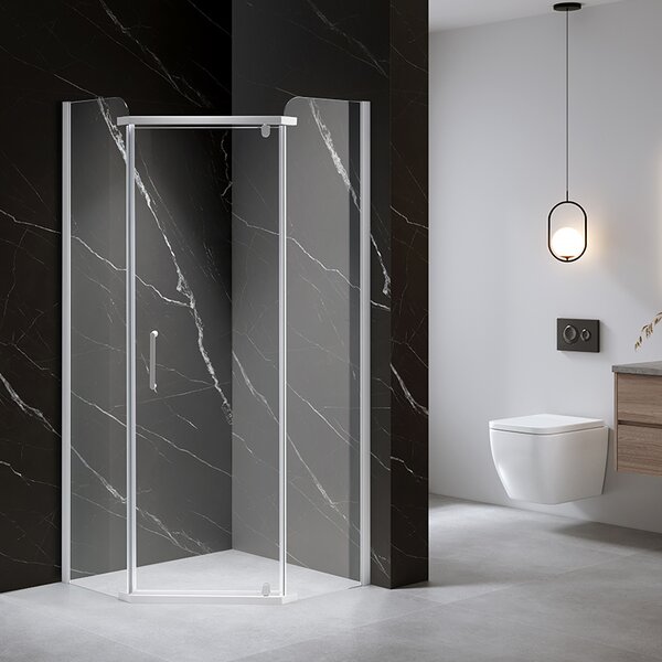 BPS-koupelny Päťuholníkový sprchový kút KZ91B 90x90 chróm/transparent + vanička SXL07B BL čierna