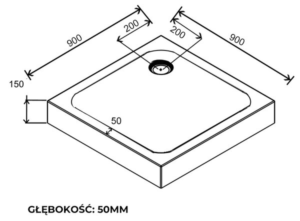 BPS-koupelny Štvorcový sprchový kút KZ08C 90x90 chróm/transparent + vanička SXL02B BL čierna