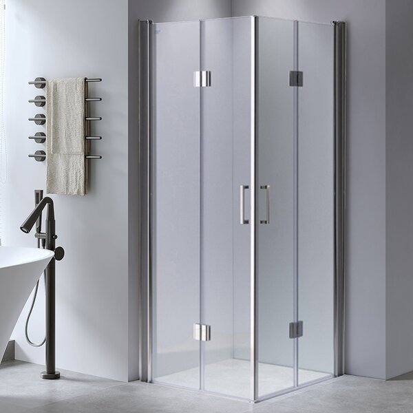 BPS-koupelny Štvorcový sprchovací kút KZ1290B 90x90 chróm/transparent + vanička ST02B BL čierna