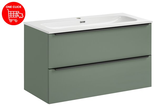 Comad Kúpeľňová skrinka s nábytkovým umývadlom Sombra Green 100 rákosovo zelená