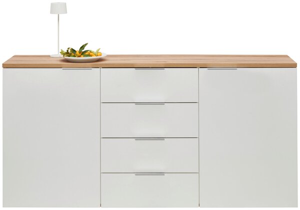 ŠIROKÁ KOMODA, farba duba, biela s vysokým leskom, 180/89/43 cm Xora - Online Only drobný nábytok, Online Only