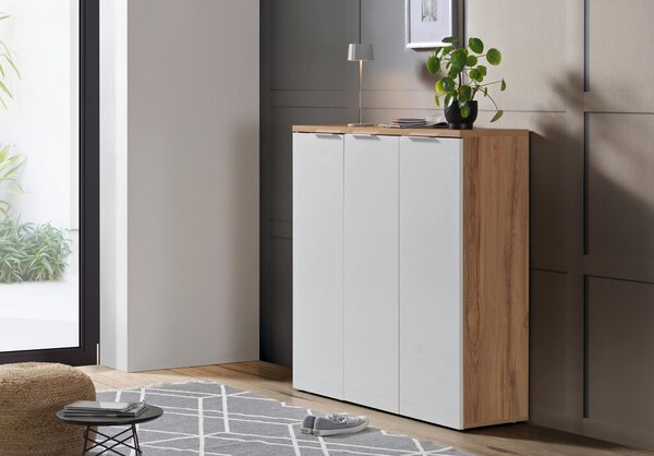SKRINKA NA TOPÁNKY, farba duba, biela s vysokým leskom, 120/115/34 cm Xora - Online Only drobný nábytok, Online Only