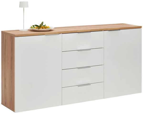ŠIROKÁ KOMODA, farba duba, biela s vysokým leskom, 180/89/43 cm Xora - Online Only drobný nábytok, Online Only
