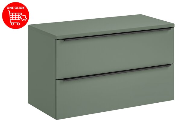 Comad Kúpeľňová skrinka pod doskové umývadlo Sombra Green 100 rákosovo zelená so zásuvkami