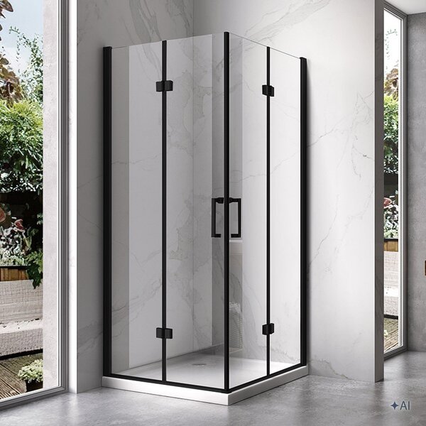 BPS-koupelny Štvorcový sprchový kút KZ08D BL 100x100 čierna/transparent - bez vaničky