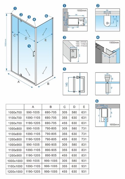 BPS-koupelny Obdĺžnikový sprchový kút HYD-OK07A 100x90 chróm/transparent + vanička HYD-OSV-ST04A čierna