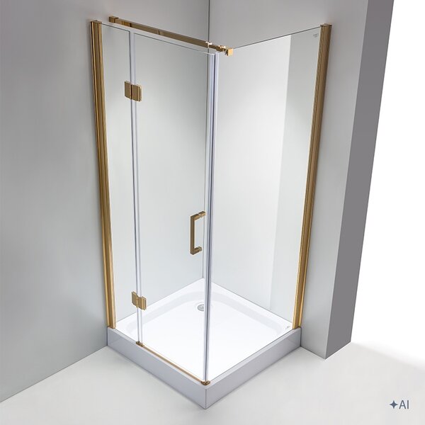 BPS-koupelny Štvorcový sprchovací kút KZ1390B GL 90x90 zlatá/transparent - bez vaničky