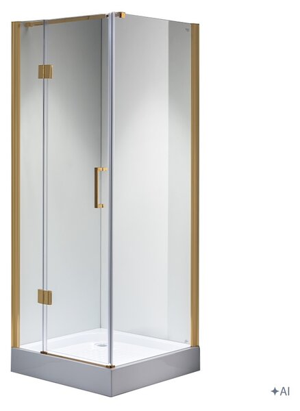 BPS-koupelny Štvorcový sprchovací kút KZ1390B GL 90x90 zlatá/transparent - bez vaničky