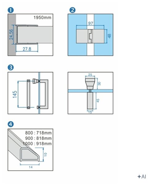 BPS-koupelny Štvorcový sprchový kút KZ08D BL 100x100 čierna/transparent - bez vaničky
